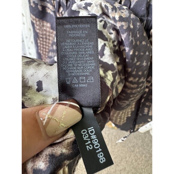 Express Women's Snakeskin Print Cold Shoulder Batwing Drawstring Waist Blouse S - Picture 7 of 7